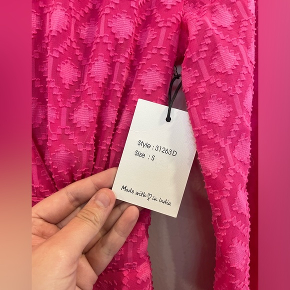 Pink Retro Print Japna mini /midi Dress - Picture 4 of 6